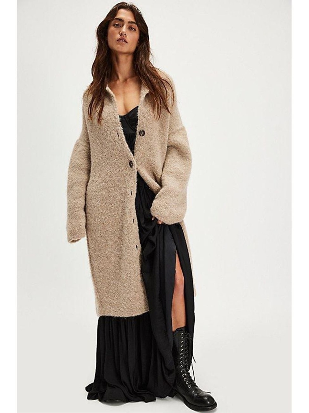 Free People We The Free Lara Eggshell Long Cardigan Sweater Jacket Coat Medium
